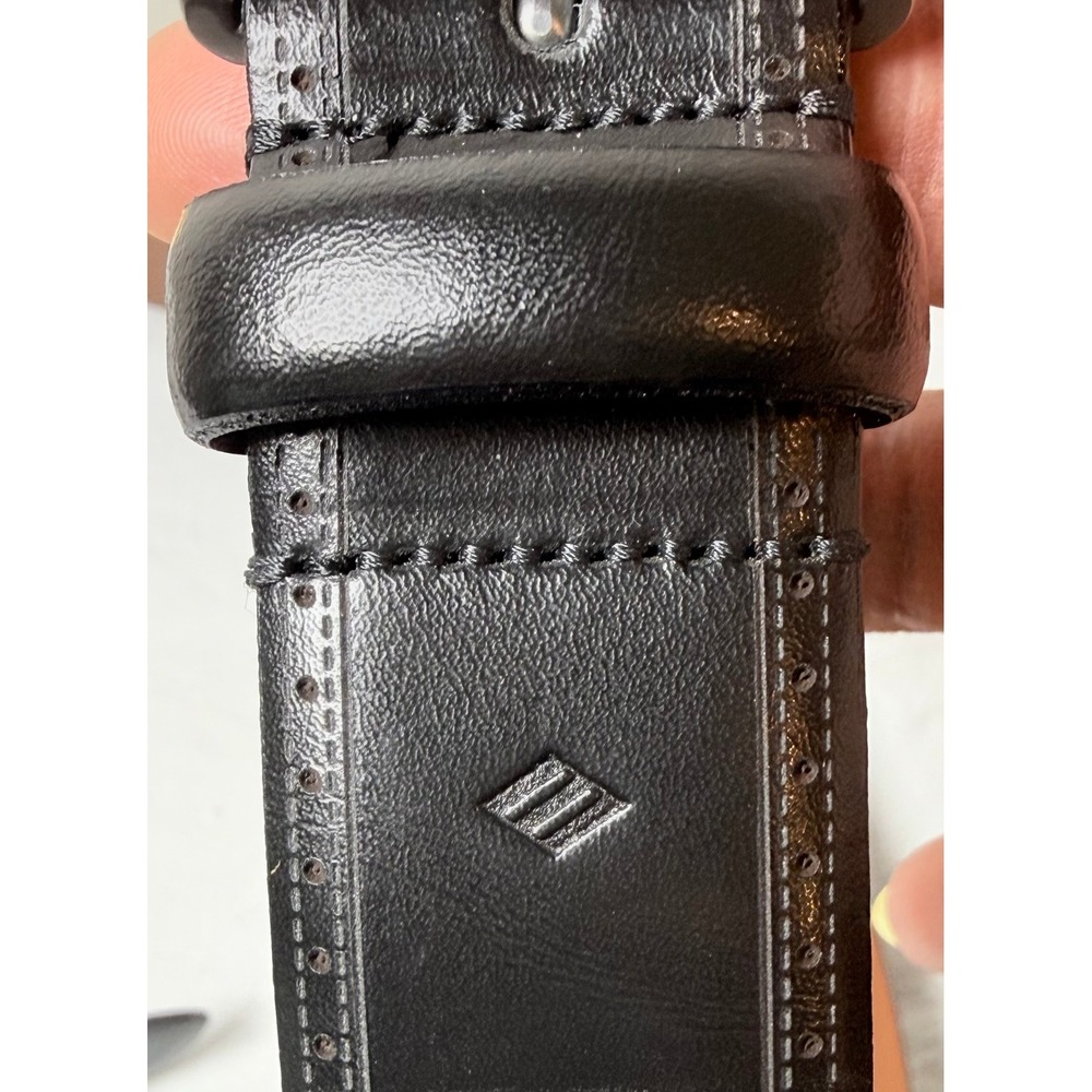 Johnston & Murphy Perfed-Edge Leather Belt Black Leather Italy‎ Size 34 Brogue